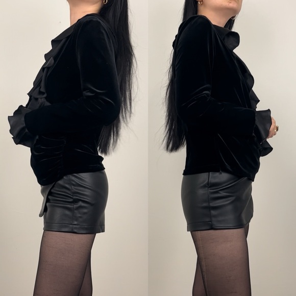 Vintage JS Boutique Black Velvet With Satin Fringe - Picture 3 of 8